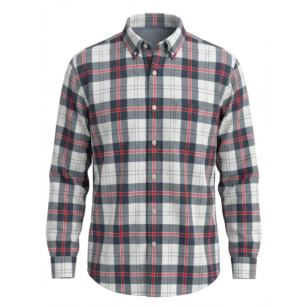 Banana Republic Mens‎ Custom 078 Wash Shirt Grant Fit Plaid Button Down Medium